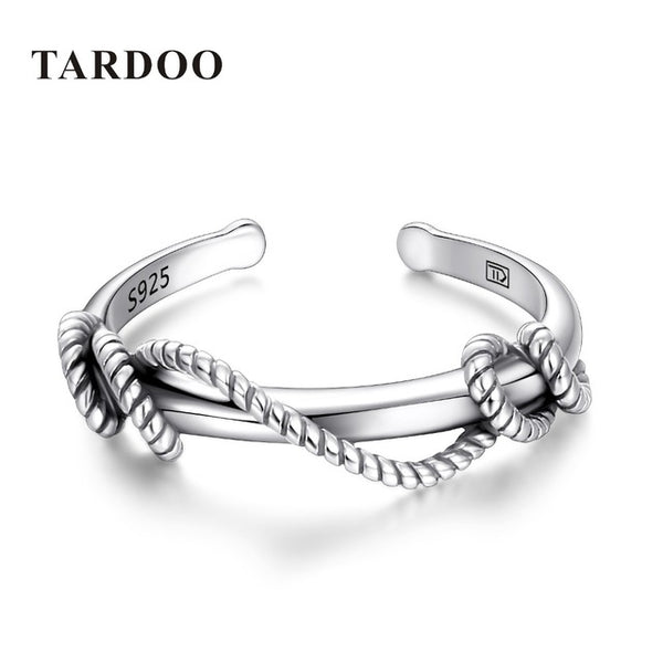 Tardoo Top Quality 925 Sterling Silver Cuff Rings for Women Simple Style Distortion Opening Rings Brand Fine Jewelry
