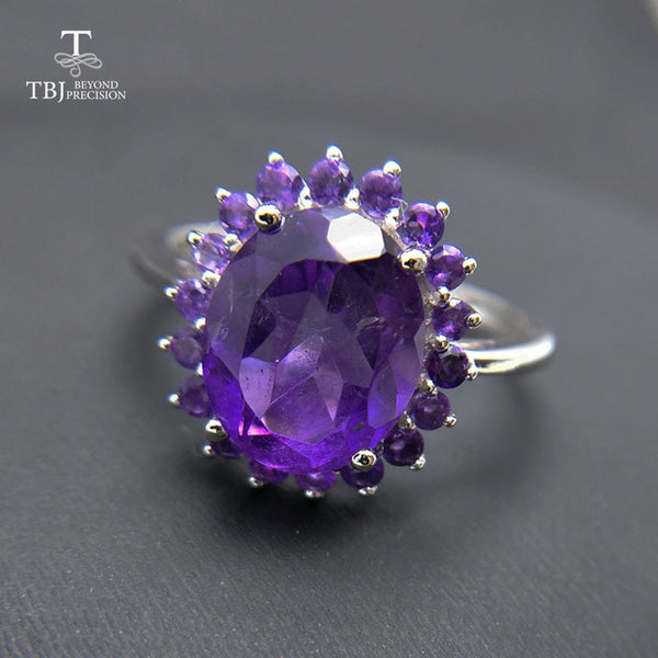 Tbj ,natural african amethyst lady gemstone ring,good luster amethyst ring for women in 925 silver gemstone jewelry,gift jewelry