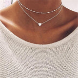 Tenande New Fashion Heart Crystal Necklaces Leaf Moon Choker Necklaces Pendants for Women Beach Style Statement Jewelry Bijoux