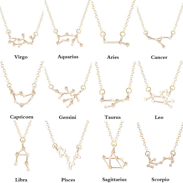 Todorova Star Zodiac Sign 12 Constellation Necklaces & Pendants Choker Necklaces for Women Long Chain Necklace bijoux femme