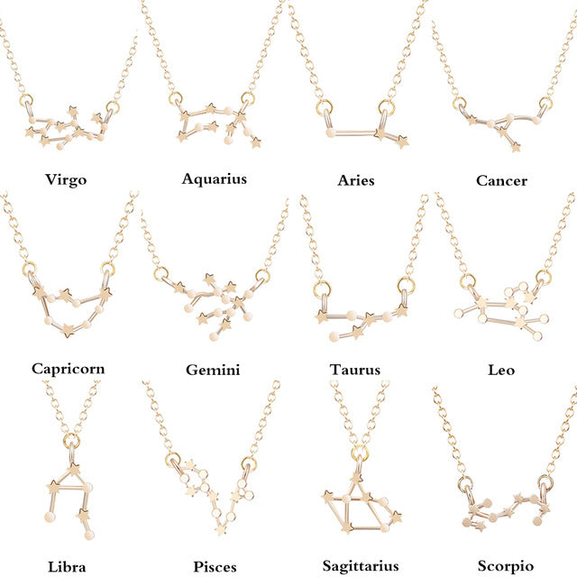 Todorova Star Zodiac Sign 12 Constellation Necklaces & Pendants Choker Necklaces for Women Long Chain Necklace bijoux femme