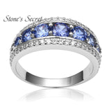 Top Quality Elegant 925 Sterling Silver Engagement Rings AAA Tanzanite CZ Sapphire Stones Rings for Woman Fine Jewelry SR002