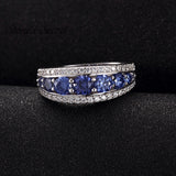 Top Quality Elegant 925 Sterling Silver Engagement Rings AAA Tanzanite CZ Sapphire Stones Rings for Woman Fine Jewelry SR002