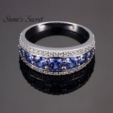 Top Quality Elegant 925 Sterling Silver Engagement Rings AAA Tanzanite CZ Sapphire Stones Rings for Woman Fine Jewelry SR002