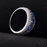 Top Quality Elegant 925 Sterling Silver Engagement Rings AAA Tanzanite CZ Sapphire Stones Rings for Woman Fine Jewelry SR002