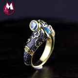 Topaz Enamel Ring 100% 925 Sterling Silver Ring For Women Carving Flower Diamond Fine Jewelry Luxury Natural Wedding SR16