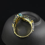 Topaz Enamel Ring 100% 925 Sterling Silver Ring For Women Carving Flower Diamond Fine Jewelry Luxury Natural Wedding SR16