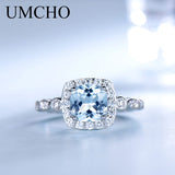 UMCHO Nano Sky Blue Topaz Rings Genuine 925 Sterling Silver Engagement Rings For Women Wedding  Party Gift Jewelry Drop Shipping