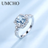 UMCHO Nano Sky Blue Topaz Rings Genuine 925 Sterling Silver Engagement Rings For Women Wedding  Party Gift Jewelry Drop Shipping