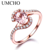 UMCHO Silver 925 Pink Sapphire Rings For Women Engagement Party Rose Gold Color Ring New Fashion Promise Rings Fine Jewelry