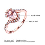 UMCHO Silver 925 Pink Sapphire Rings For Women Engagement Party Rose Gold Color Ring New Fashion Promise Rings Fine Jewelry