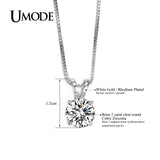 UMODE Classic Permanent 2ct Solitaire Hearts and Arrows CZ Pendant Necklace UN0047