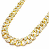 UWIN Iced Out Bling Rhinestone Crystal Goldgen Finish Miami Cuban Link Chain Men's Hip hop Necklace Jewelry 20, 24, 30 ,36 Inch