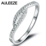 Unique Trendy Natural Diamond Band Emerald Cutting Real Africa Diamond Solid 14K White Gold Engagement Wedding Rings For Women