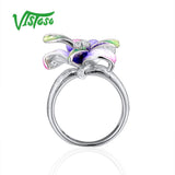 VISTOSO 925 Sterling Silver Rings For Women Natural Stone Enamel Fine Jewelry