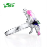 VISTOSO 925 Sterling Silver Rings For Women Natural Stone Enamel Fine Jewelry