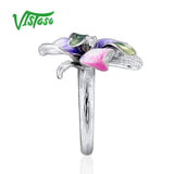 VISTOSO 925 Sterling Silver Rings For Women Natural Stone Enamel Fine Jewelry