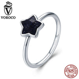 VOROCO 2018 Authentic 925 Sterling Silver Dazzling Star Goldstone Rings for Women Party New Year Gift Fine Jewelry VSR135