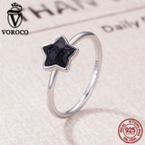 VOROCO 2018 Authentic 925 Sterling Silver Dazzling Star Goldstone Rings for Women Party New Year Gift Fine Jewelry VSR135