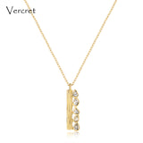 Vercret delicate 18k gold diamond necklace with 925 sterling silver chain necklace handmade women's jewelry gift sp