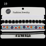 Vintage 4pcs/set flower lace choker set goth vintage chocker velvet chokers necklace women collar fashion jewelry collier femme