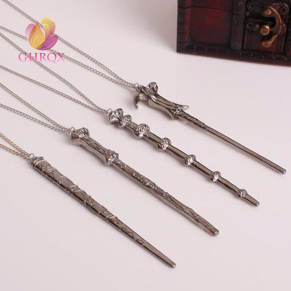 Vintage Necklace Harry Dumbledore Voldemort Hermione Ron Wand Potter  Pendant Necklace Elder Wand Necklace Key Chain