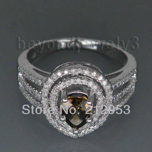 Vintage Pear 6x4.5mm 14Kt White Gold Coffee Diamond Wedding  Ring for Wife Anniversary Jewelry BAB00800