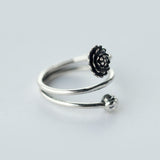 Vintage REAL.Solid 925 Sterling Silver  Fine jewelry 3-rows/ Multi-layers Lotus Flower &Bub Ring Namaste Yoga J911-