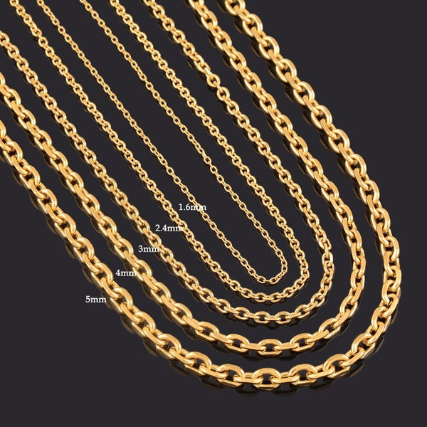 Width 1.6mm/2.4mm/3mm/4mm/5mm Stainless Steel Rolo Chain In Gold Color High Quality Charm Pendant Link Necklace Chain Wholesale
