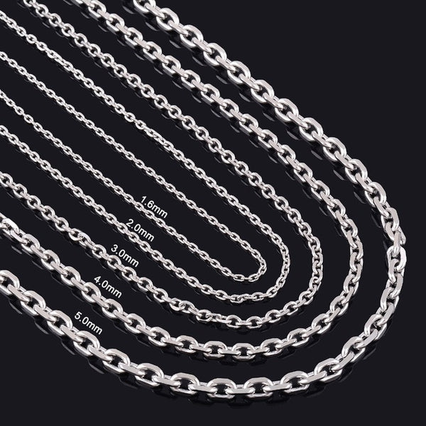 Width 1.6mm/2mm/2.4mm/3mm/4mm/5mm Stainless Steel Rolo Chain High Quality Link Necklace Chain