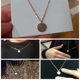 Women Choker Stainless Steel Karma Circle Pendant Geometric Lucky Charm Round Coin Disc Necklace Full Moon Colar Chain Jewerly