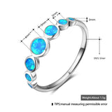 Women Real 925 Sterling Silver Multiple Round Blue Opal Rings Women Wedding Jewelry Christmas Gift For Wife Mom (Lam Hub Fong)