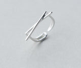 Women's Real. 925 Sterling Silver Jewelry Crossed Geometric RING Adjustable GTLJ1239