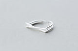 Women's Real. 925 Sterling Silver Jewelry Crossed Geometric RING Adjustable GTLJ1239