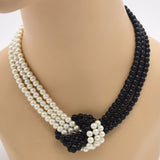 Women's fashion necklaces, three grey pearls and three white pearls are the best gifts for New Year