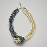 Women's fashion necklaces, three grey pearls and three white pearls are the best gifts for New Year