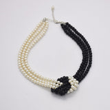 Women's fashion necklaces, three grey pearls and three white pearls are the best gifts for New Year