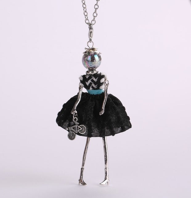 YLWHJJ new women doll cute black long necklaces & pendant hot dress baby girls maxi necklace brand fashion statement jewelry