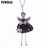 YLWHJJ new women doll cute black long necklaces & pendant hot dress baby girls maxi necklace brand fashion statement jewelry