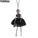 YLWHJJ new women doll cute black long necklaces & pendant hot dress baby girls maxi necklace brand fashion statement jewelry