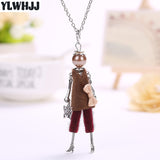 YLWHJJ new women doll cute black long necklaces & pendant hot dress baby girls maxi necklace brand fashion statement jewelry