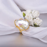 [YS] 925 Silver Ring 20-28mm Big Size Baroque Irregular Pearl Ring