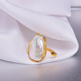 [YS] 925 Silver Ring 20-28mm Big Size Baroque Irregular Pearl Ring