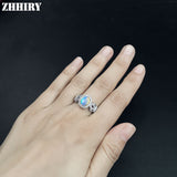 ZHHIRY Genuine Natural Fire Opal Ring Solid 925 Sterling Silver For Women Colour Gem Stone Rings Fine Jewelry