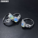 ZHHIRY Genuine Natural Fire Opal Ring Solid 925 Sterling Silver For Women Colour Gem Stone Rings Fine Jewelry