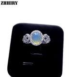 ZHHIRY Genuine Natural Fire Opal Ring Solid 925 Sterling Silver For Women Colour Gem Stone Rings Fine Jewelry