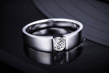 ZOCAI 0.30 CT CERTIFIED SI / H / VG  DIAMOND MEN'S ENGAGEMENT WEDDING BAND RING ROUND CUT 18K WHITE GOLD JEWELRY M00057