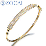 ZOCAI 1.15 CT Certified DIAMOND CUFF BANGLES BRACELET BRACELETS JEWELRY BRACLETS PAVE SETTING 18K WHITE GOLD Z00055