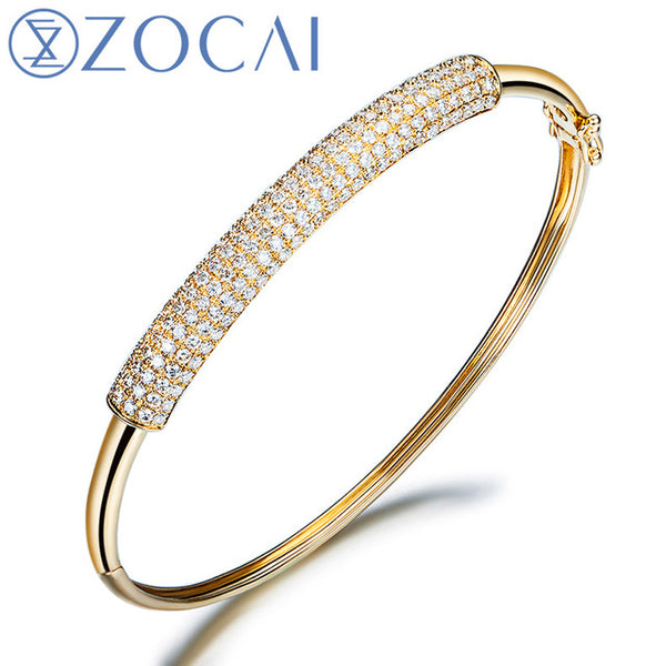 ZOCAI 1.15 CT Certified DIAMOND CUFF BANGLES BRACELET BRACELETS JEWELRY BRACLETS PAVE SETTING 18K WHITE GOLD Z00055