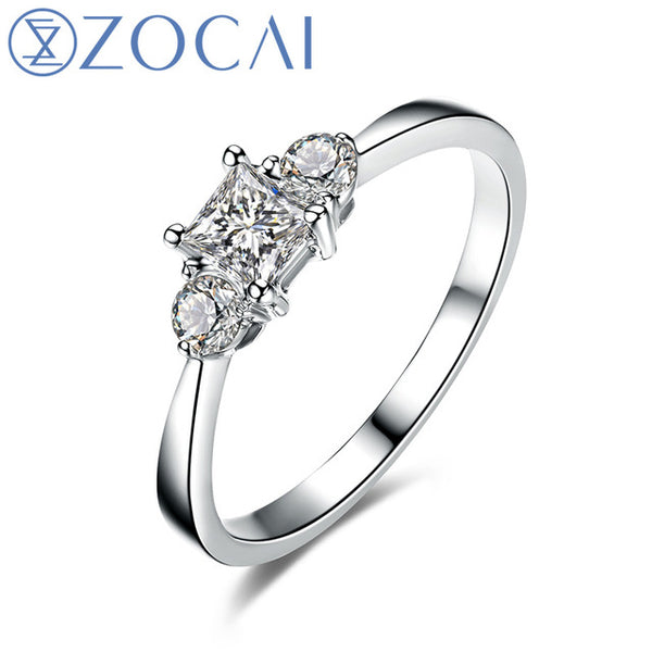 ZOCAI 100% natural diamond ring 0.42 ct F-G/SI certified diamond 18K white gold ring engagement ring fine jewelry W05957